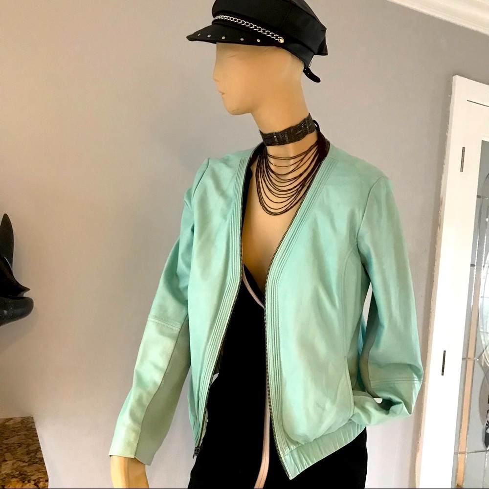 TROUVE GREEN GENUINE LEATHER JACKET